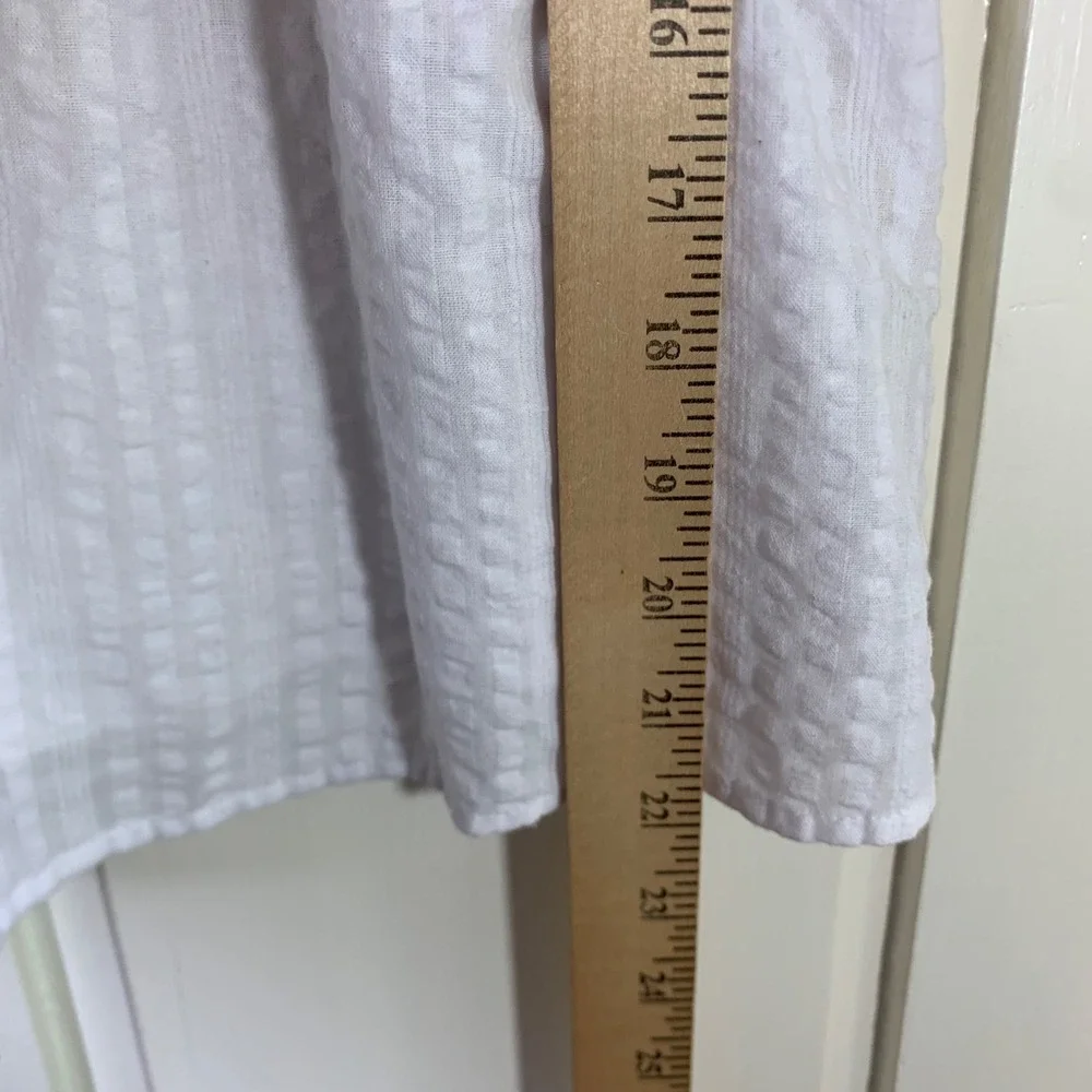 Old Navy Women XL White Seersucker Puff Sleeve Babydoll Top Square Neck Cottage